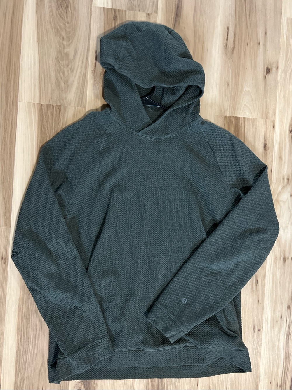 Lululemon Textured Double Knit Hoodie (At Ease) Green Heathered Slate Brown/BLK